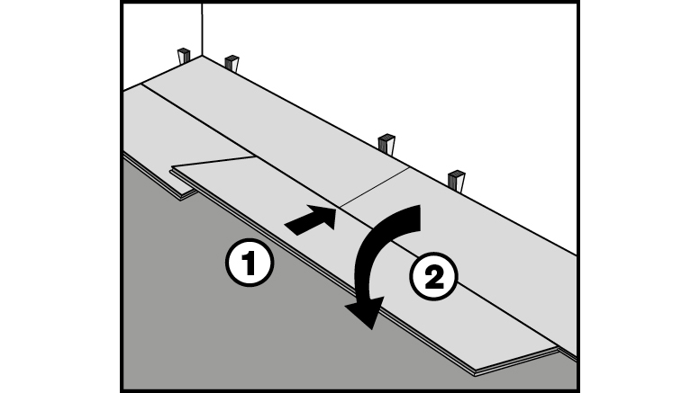 Einwinkeln der Dielen längsseitig und kopfseitig Einwinkeln der Dielen längsseitig und kopfseitig
